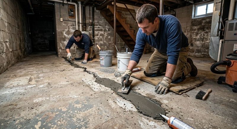Cracked Basement Floor Repair in Gaston County, NC