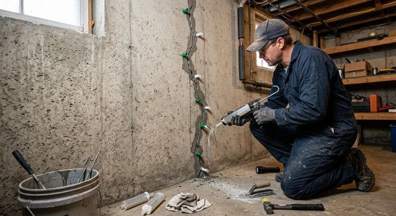 Cracked Basement Floor Repair in Gaston County, NC