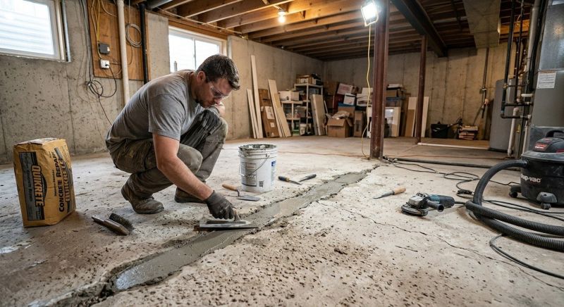 Cracked Basement Floor Repair in Gaston County, NC